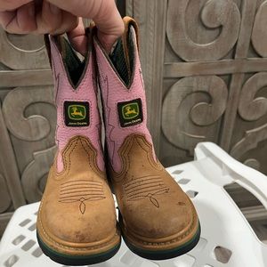 John Deere cowgirl boots size 9 pink and tan vintage style